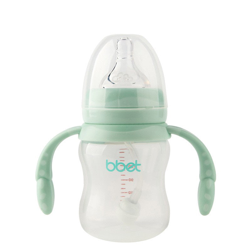 Babylon newborn baby wide-neck pp bottle with handle, anti-colic, drop-proof, factory direct, 240ml