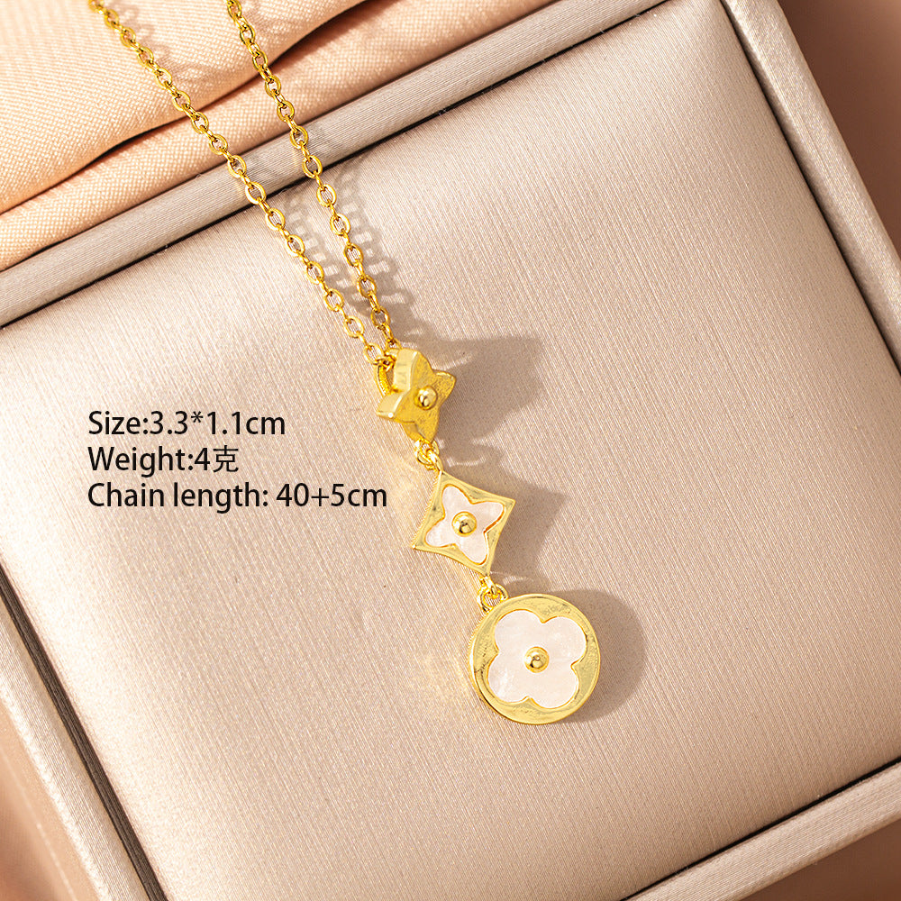 [set] cross-border light luxury four-leaf clover necklace women's earrings bracelet high-end niche fashion exquisite pendant jewelry