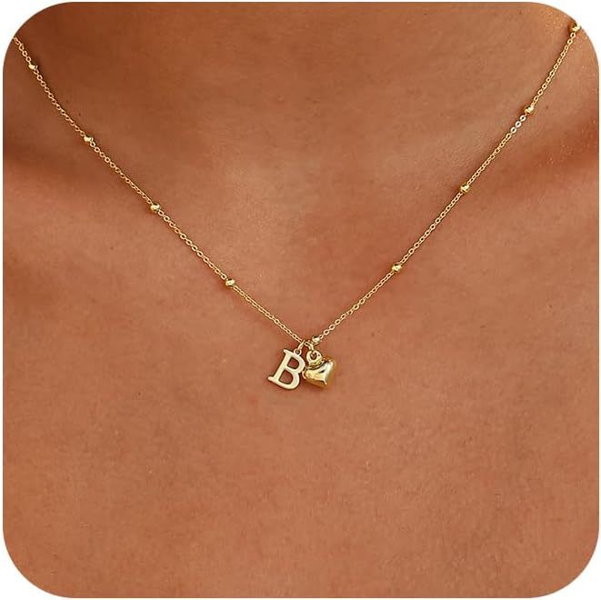 new fashion light luxury style 26 letter heart necklace, 14k gold plated minimalist versatile women's necklace