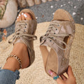Plus sizeexport wedge sandals and slippers summernew arrivalretrothick sole roman sandals women's fish mouth rivet slippers