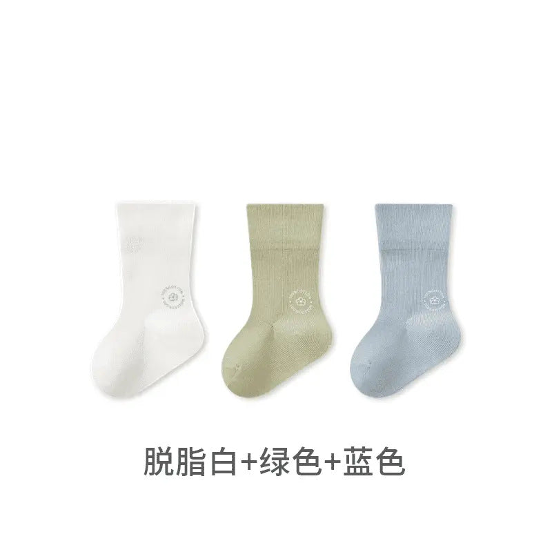 Babylonian combed cotton pure colorkidsknee socks baby socks boneless loose mouth 100 cotton antibacterial infant socks
