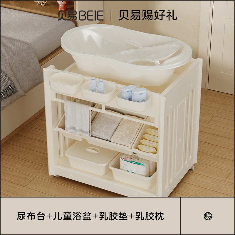 Beiyi baby neonatal diaper table storage box mobile bath table infant care table multi-functional crib