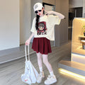 Girls' skirt-pants summer outfit  new style, trendy and cool summer clothes for mid-to-large children, kids' skirt set two-piece