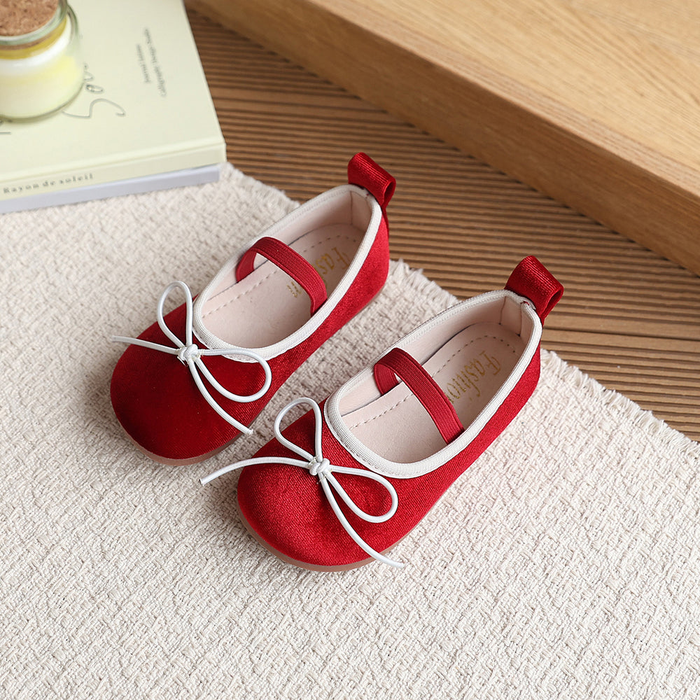 Vancahao girls' korean style princess shoes,  spring new collection, bowknot loafers, stylish and chic baby flats