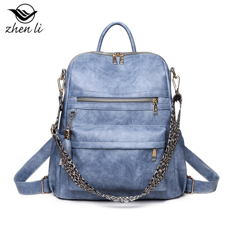 Cross-border bags backpack large capacity trend retro backpack soft leather dual-purpose shoulder bag women's backpack