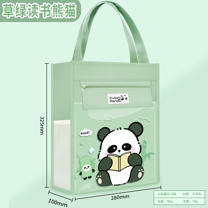 Kapibara bag tutoring bag, primary school student tote bag, book bag, large capacity canvas tutoring file bag, desktop storage