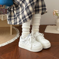 Thick soleheight increasingwhite shoes women's korean style all-match skirt shoes 2026new arrival student bread shoes casual sneakers