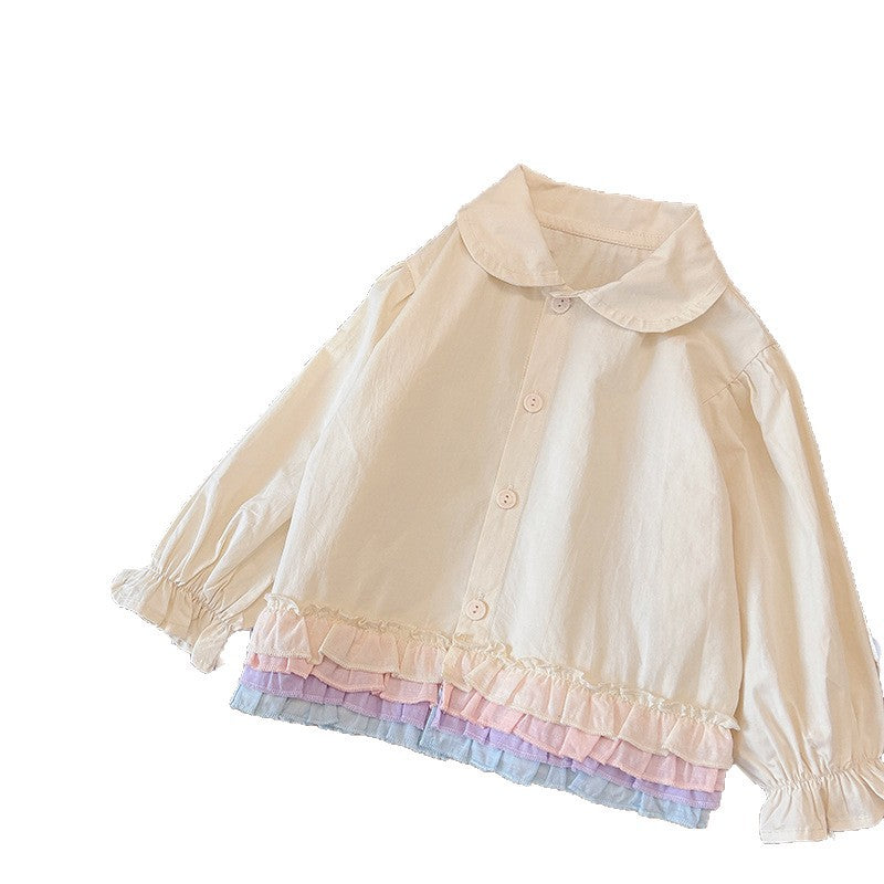 new cotton blouse - stylish and trendy spring/autumn shirt for baby girls and toddlers - lapel collar, perfect as a base layer or outerwear