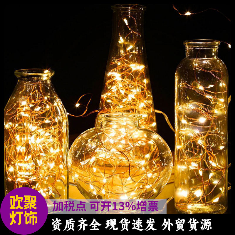 Juanju Lighting 3AA Battery Box Copper Wire Light Bobo Ball Decoration LED Copper Wire Light String, Christmas Flash Light Small Colorful Lights