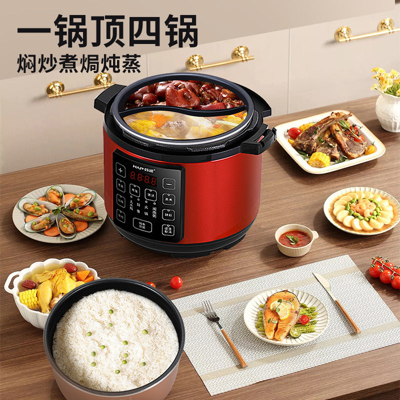 2025 new electric pressure cooker, 5l multifunctional, home use, one-pot dual liner, aluminum alloy, large capacity, ready to ship