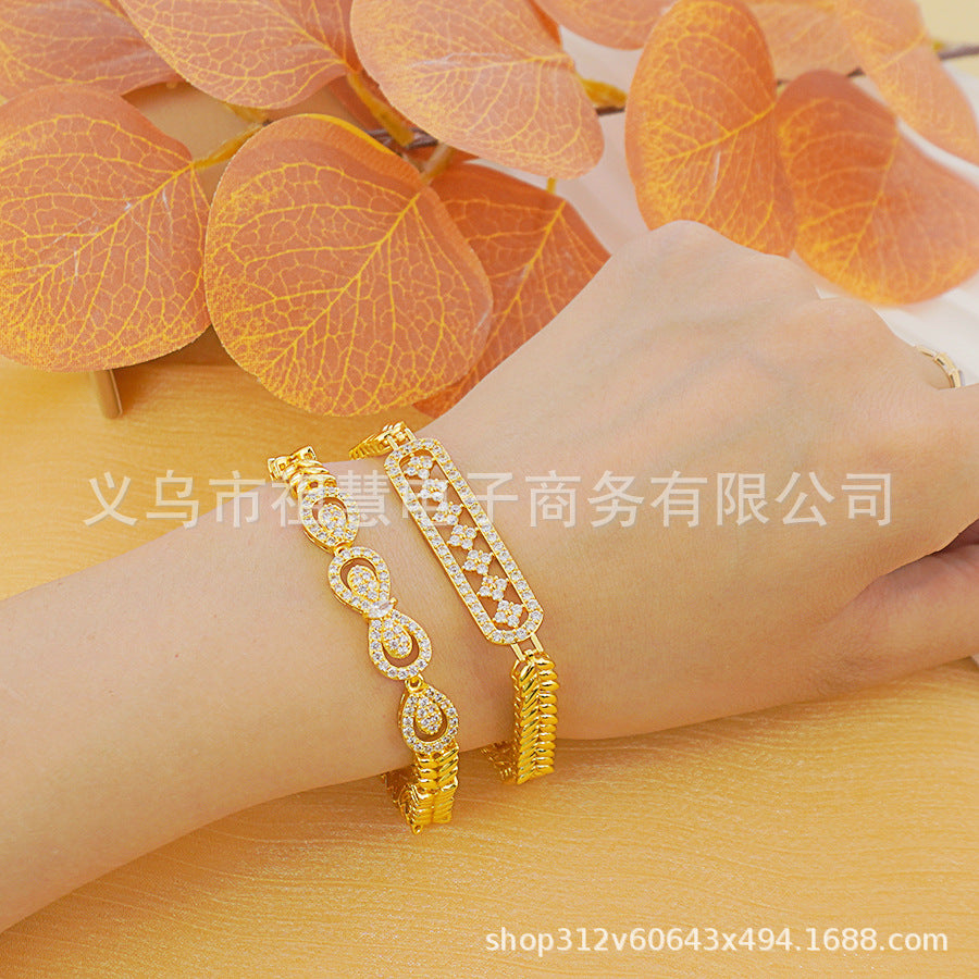 1pcs cross-border middle east directional trendy fashion luxury charm women's bow tie rectangular snowflake stylish bracelet