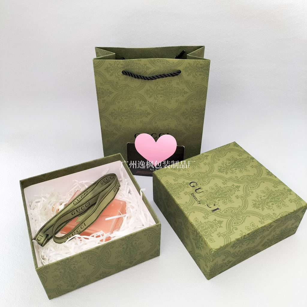 New Gujia Avocado Green Pattern Perfume Gift Box Gift Bag Lipstick Box Belt Gift Box Perfume Paper Bag Gift Box