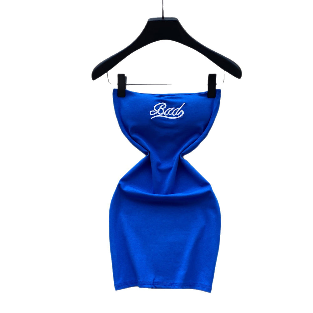 K-style lazy style sleeveless red a-line dress women's summerembroider waist silmslimming lookwork clothingelegant skirt