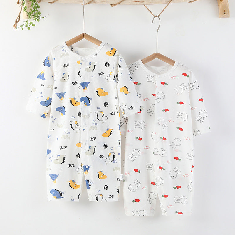 Newborn baby rompers - lightweight spring/summer long-sleeve sleep suits & crawling outfits
