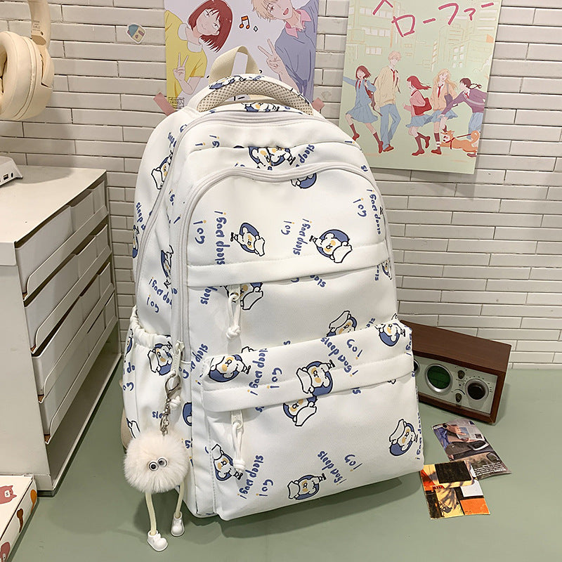 Printed graffiti student backpack - waterproof, cute, large capacity, unique, versatile school bag - korean style for girls