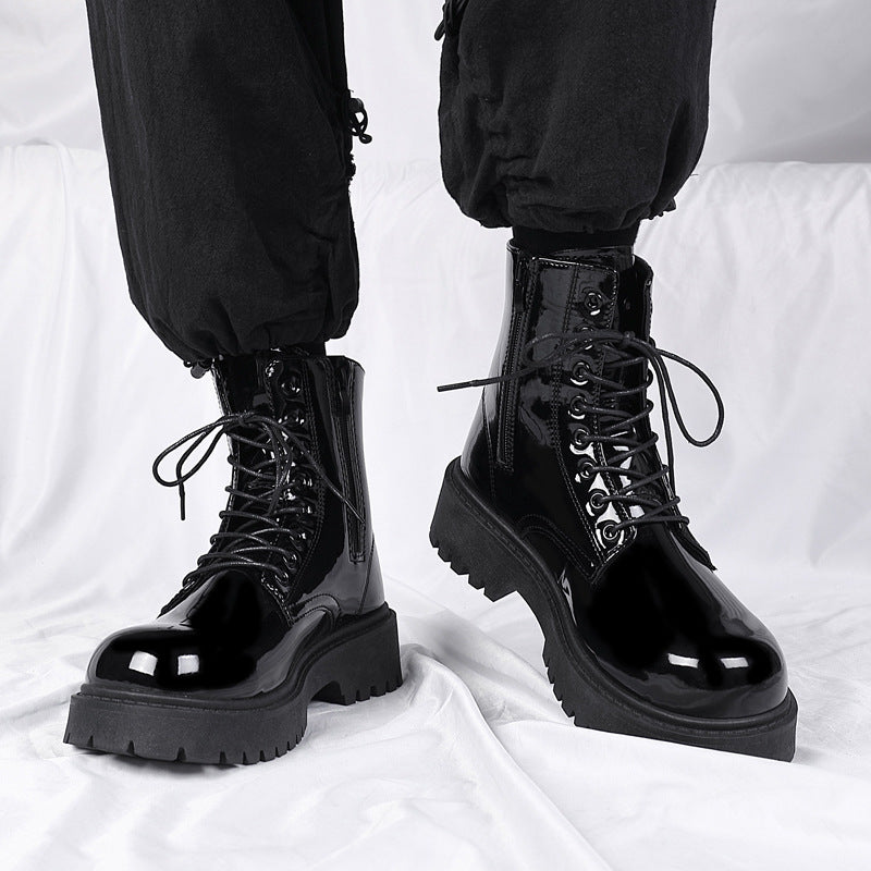 Boots for men 2026new arrivalspring black british style fan motorcycle workwear boots high-top soft leather waterproofcasual leather boots