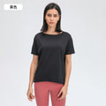 Spring/summer new collection: brushed, barely-there feel yoga short sleeve top. stylish and versatile for everyday wear, breathable, minimalist, and relaxed fit. yoga top ds079