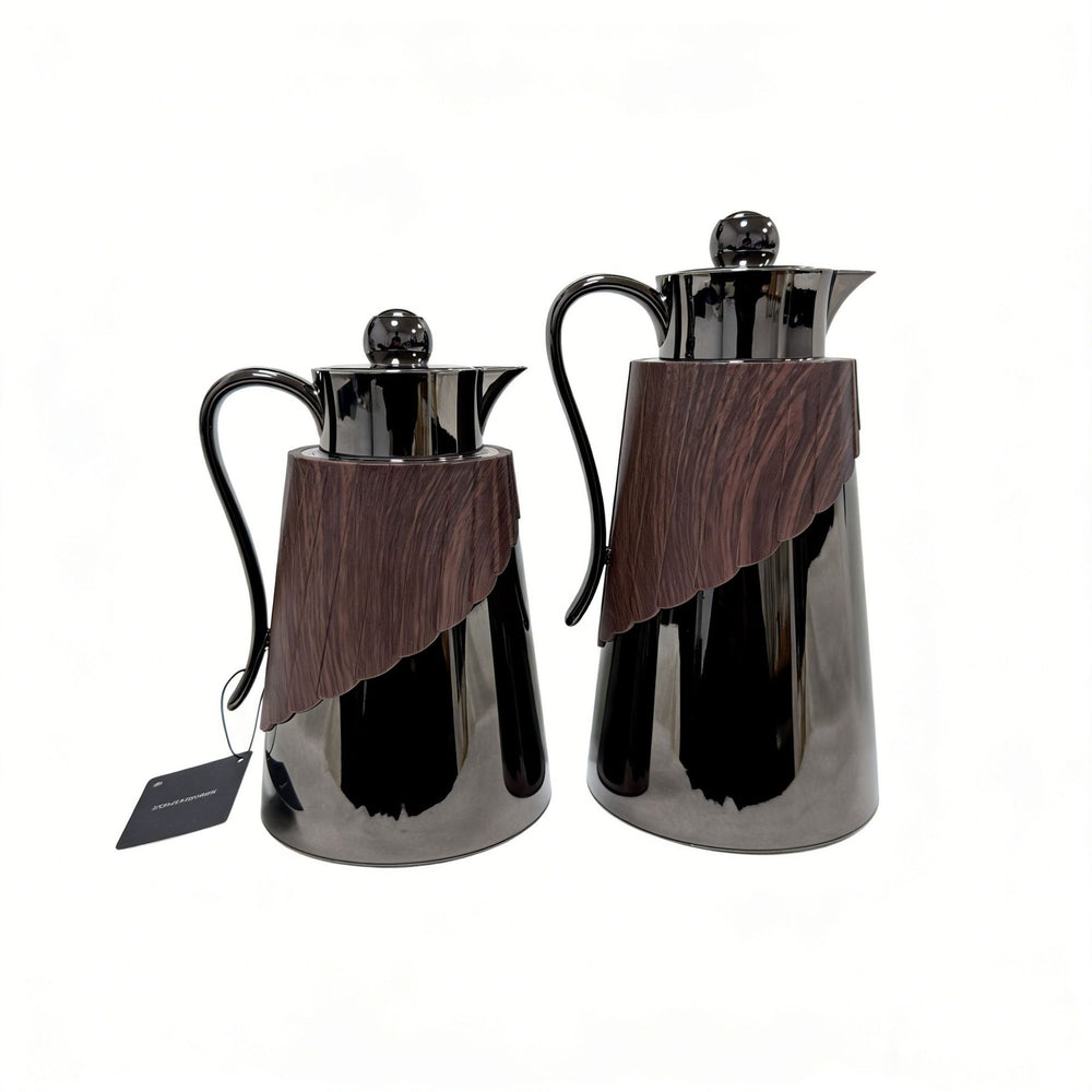 Factory price 2pcs insulated kettle new arrivalaccessible luxury wood grain stainless steel long-lasting lock insulated kettle export hot selling