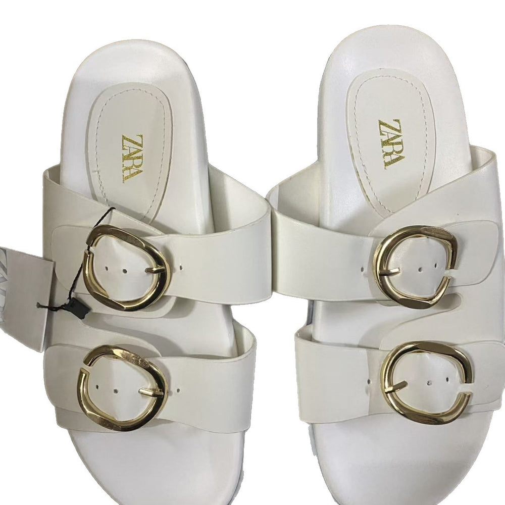 Za white chunky platform sandals - women's summer outdoor wear, 2025 new fashion, versatile style, perfect with dresses, stunning beach sandals for women