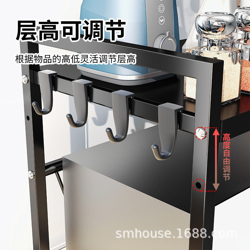 Retractable microwave oven rack Countertop Kitchen floor-to-ceiling multi-layer oven rack Household storage microwave oven rack