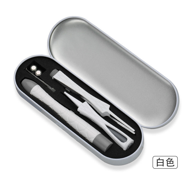 New arrival rechargeable light-emitting ear spoon suit nose pick ear pick earwax baby battery light buckle ear pick suit