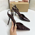 Za2025autumnew arrivalelegant pointed toe high heelsfashioneasiest for match toe capflats belt buckle stiletto flats women