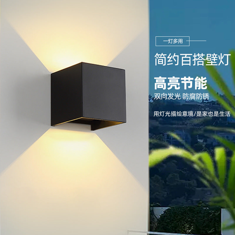 Waterproof led wall lamp courtyard balcony outdoor pillar lamp simple creative garden outdoor stairs wall washer wall lamp