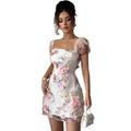 european and american cross-border 3d floral sexy elegant dress
