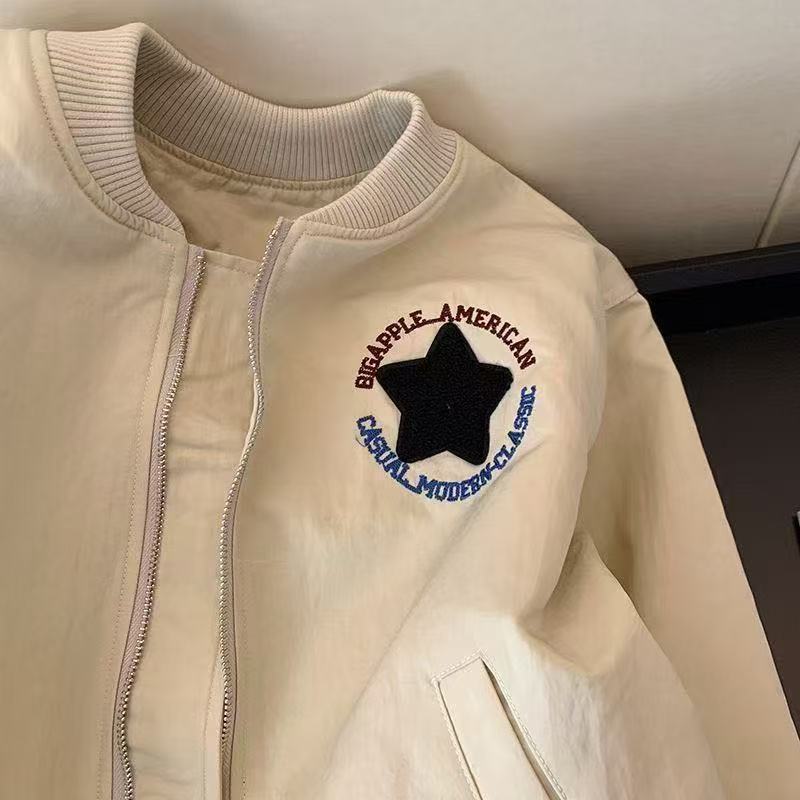American retro embroidered baseball jacket women's 2025 spring and autumn new loose casual versatile fashion jacket top