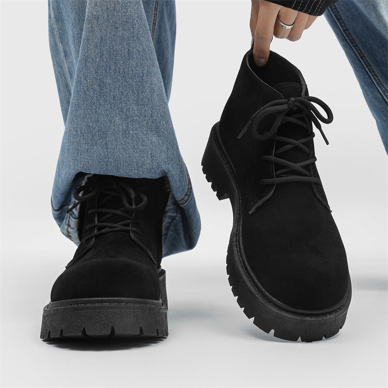 Derby shoes springnew arrivalhigh-top thick sole big toe boots retro suede workwearfashiontrendy rhubarb boots