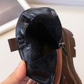 Girls' fashion boots: new autumn/winter  korean style children's british-inspired martin boots, double-layer cotton brown slim-fit leather boots
