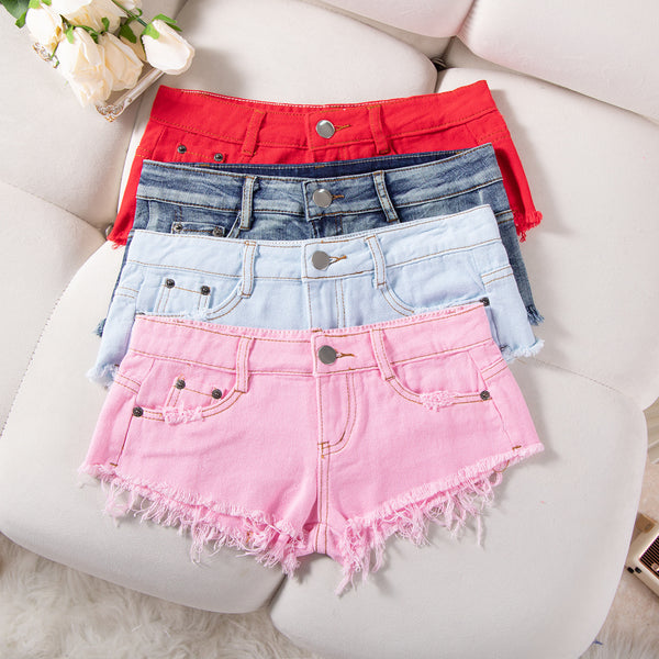 887 #2024 New Summer Europe and America Fashion Sexy Low Waist Ripped Women's Denim Shorts Hot Pants, Jeans