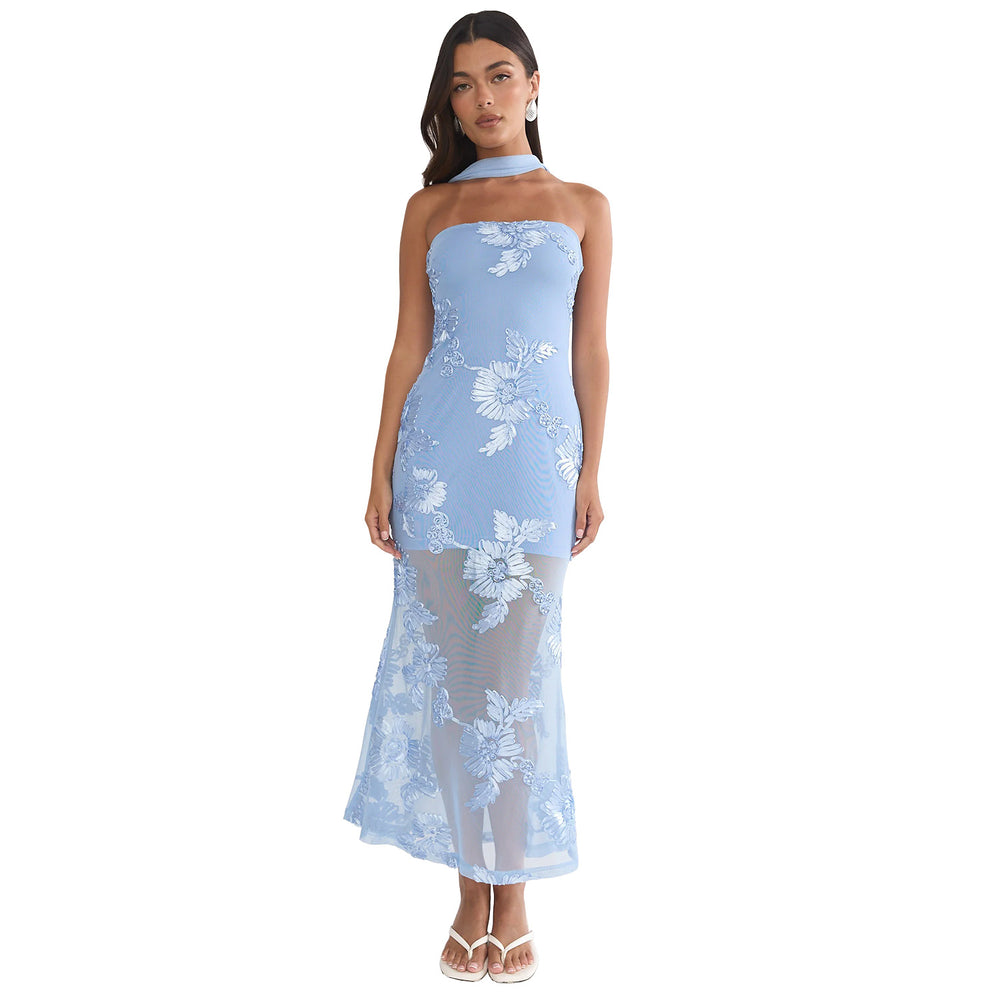C7671 cross-border   fashion women's summer elegant sexy slim-fit backless dress