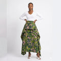 European and american cross-border women's fashion:  summer new arrivals - high-waisted, irregular a-line printed midi skirt
