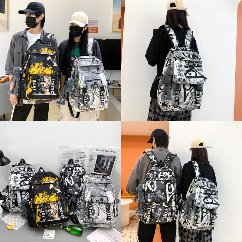 Backpack Women's Japanese Harajuku Large Capacity Junior High School Student School Bag Men's Trendy Cool Casual Versatile Sports Backpack