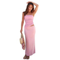 european and american women's clothing  summer new casual sleeveless ruched cami top and slim-fit maxi skirt set