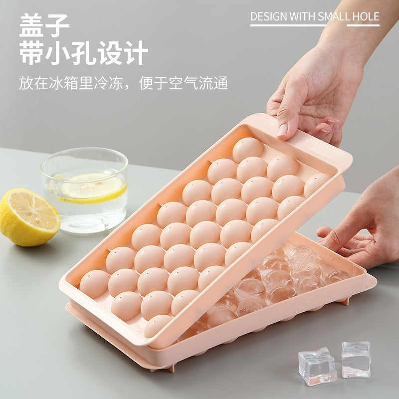 Ice Hockey Frozen Ice Cube Mould Round Ice Grid with Lid Ice Cube Box Household Refrigerator Ice Cube Artifact