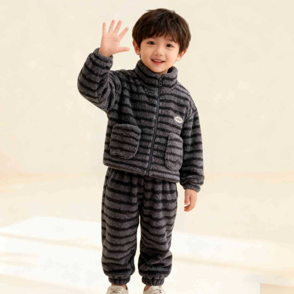 Boys' pajamas - new  collection - kids' coral fleece loungewear - autumn/winter boys' big kids' fleece-lined thickened set