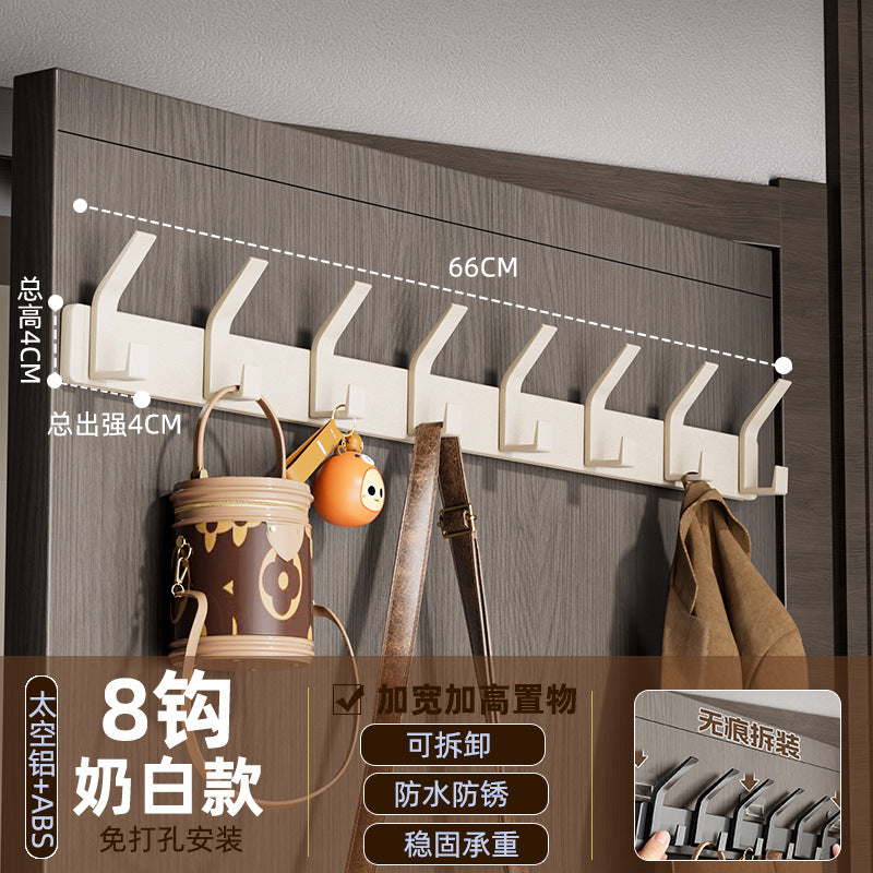 Space aluminum hook, punch-free door back coat hook, wall-mounted fixed wall coat hook, entrance hall coat rack