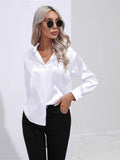 Hot-selling real shot: women's satin shirt - faux silk long sleeve blouse, new spring/summer collection, european & american cross-border women's fashion