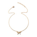 Customized necklaces: european and american cross-border jewelry, minimalist fashion bow pendant, women's zinc alloy diamond-studded necklace