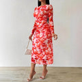 Spring & fall  european and american women's clothing printingsilm long skirt women's elegancedressclassy sense elegant