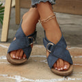 Fashionexportthick soleplus size cross roman slippers women's platform bottom open toe outwear lightweight beach wedge sandals