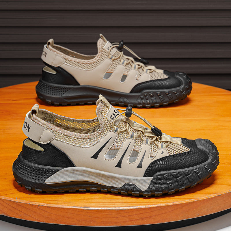 2026 summer new mesh hollow-out sandals soft sole breathable beach shoes versatile comfortable athletic casual trendy men's shoes