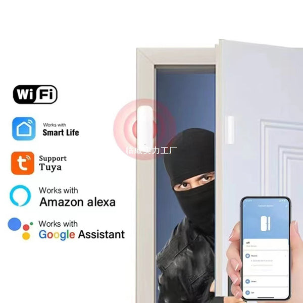 Tuya graffiti wifi smart door magnetic sensor detector home indoor door magnetic alarm sensor
