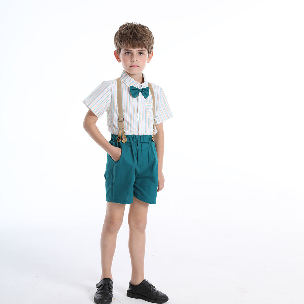 Boys' summer outfit set: new stylish baby trendy fashionable shirt, short-sleeve children's shirt, summer boys' shirt
