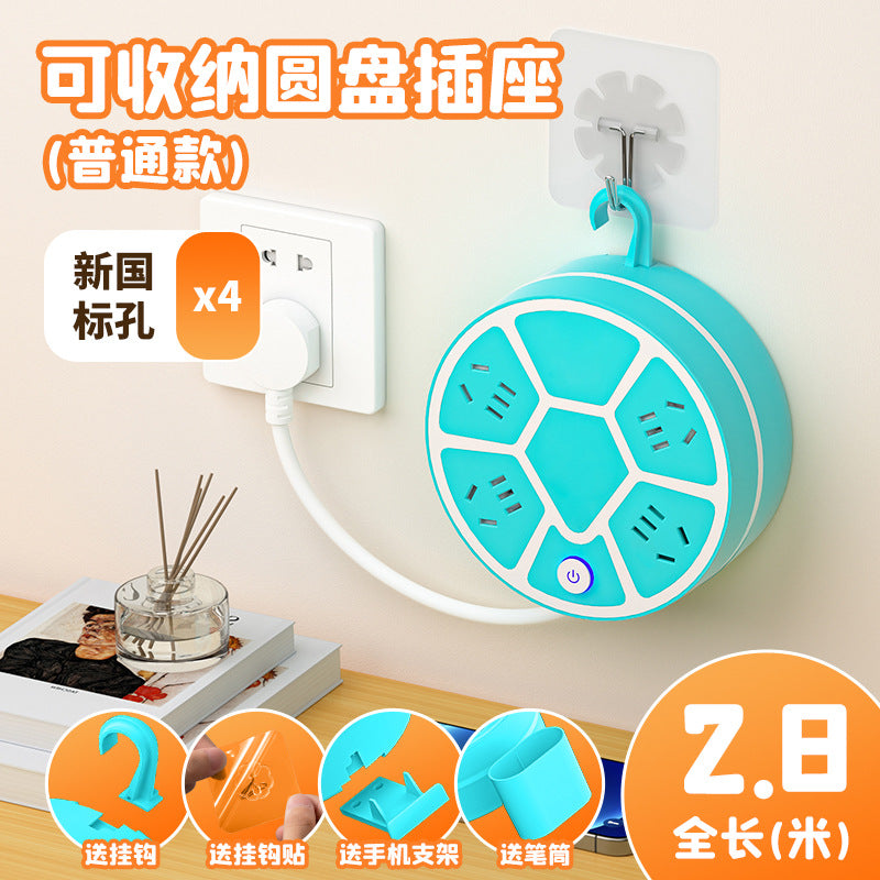 Retractable storage socket multifunctional multi-outlet power strip with usb ports, corded power strip, socket board, student dormitory power strip