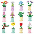 Compatible with lego bricks, succulent handmade flower pot, small particle children's educational assembly desktop ornament model gift