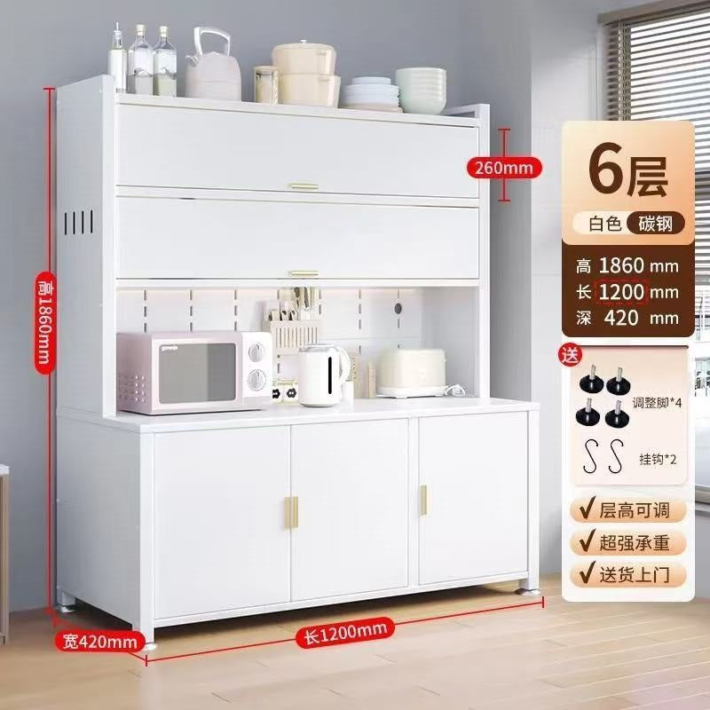 Kitchen storage rack floor-standing multi-layer thickened sideboard multi-functional wall-mounted integrated storage cabinet for home dust-proof cabinet