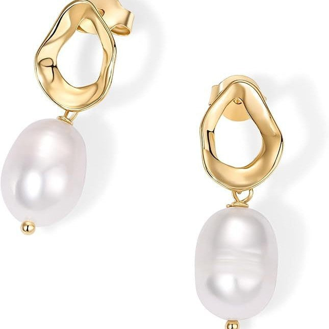 European and american new fashion teardrop earrings, minimalist o-ring pearl hoop earrings, sweet earrings, japanese and korean wholesale, letter design